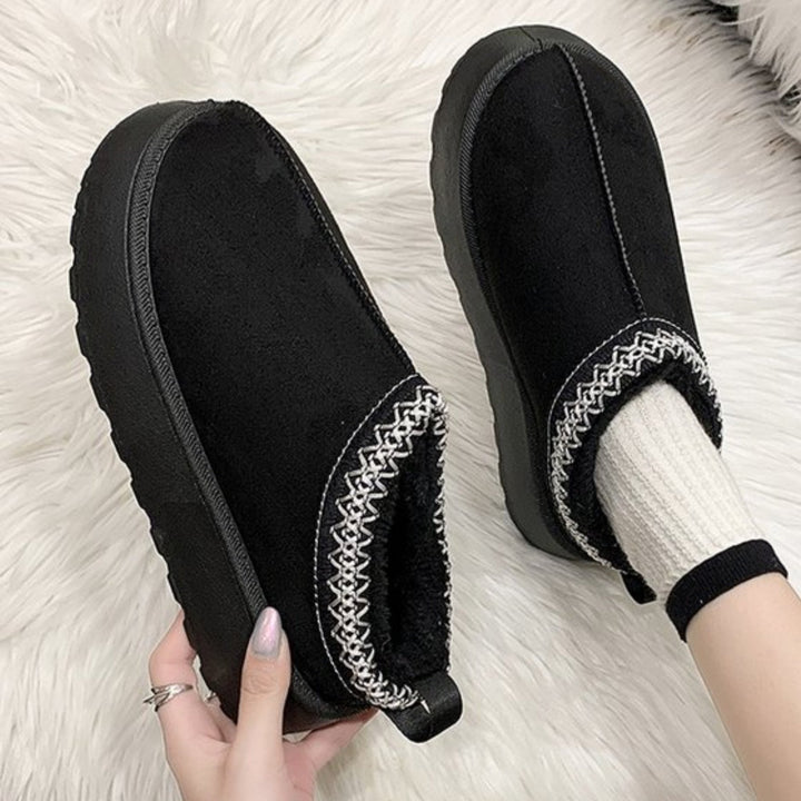 Botas de inverno femininas resistentes à neve. Calçado quente e durável, essencial para o frio.