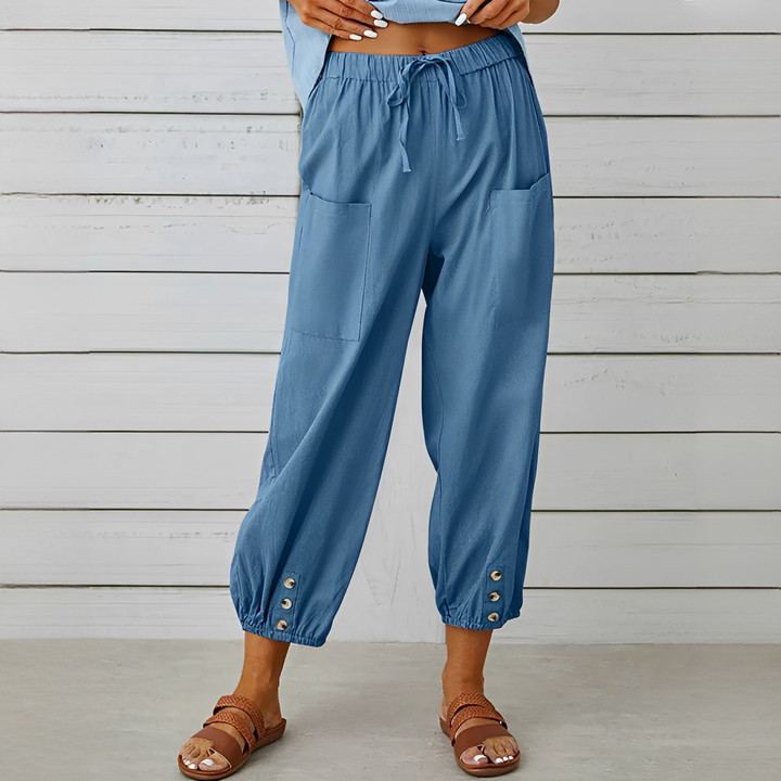 Calças femininas Scarlett para o dia a dia, confortáveis e com cordão, estilo casual de verão.