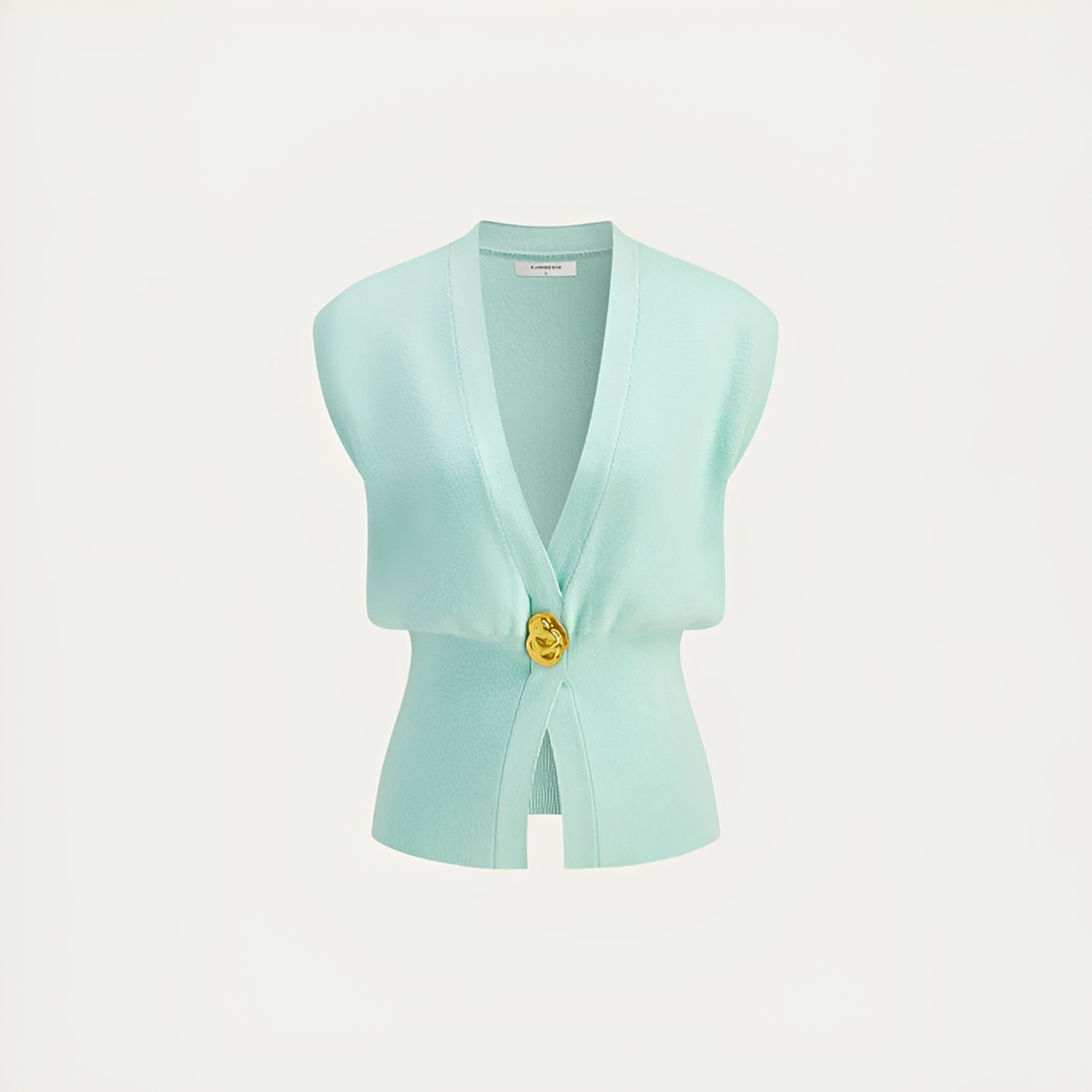 Colete feminino de outono, com decote V, versátil para camadas, ideal para um visual elegante e confortável.