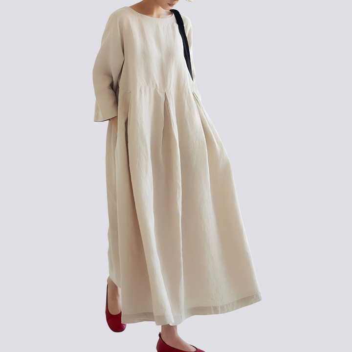 Vestido feminino solto casual com bolsos, ideal para o verão. Conforto e estilo casual para a moda do dia a dia.