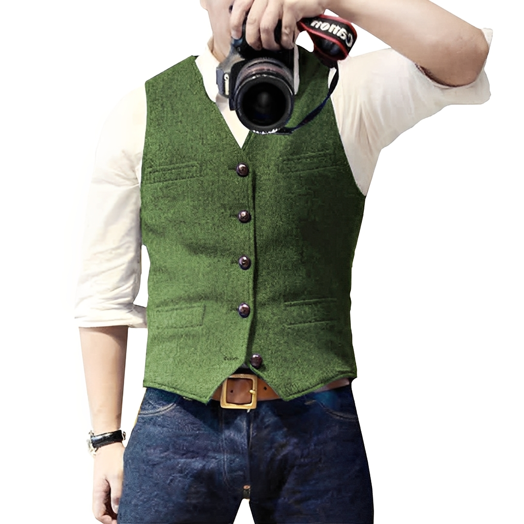 Colete masculino de outono, roupa essencial para um visual casual e arrumado.