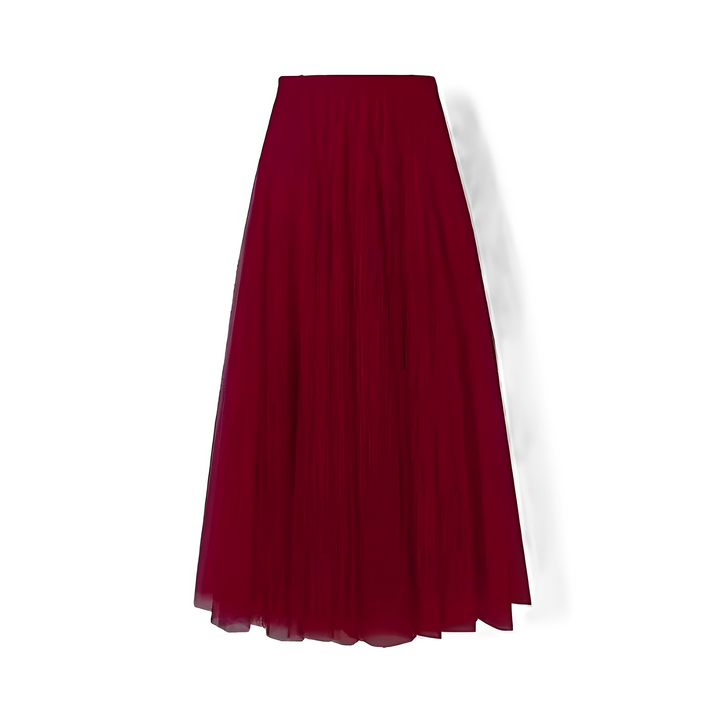 Saia midi plissada feminina, ideal para um visual moderno na primavera.