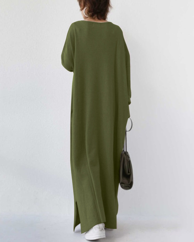Vestido longo feminino de inverno, mangas compridas, elegante, ideal para eventos ou um look casual chic.