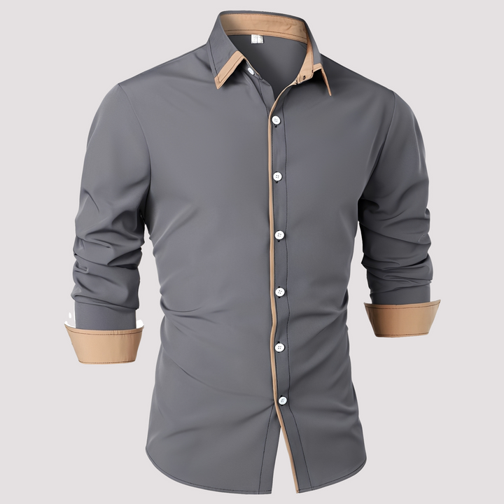 Sobrecamisa masculina estilosa de manga comprida para um look casual e moderno.