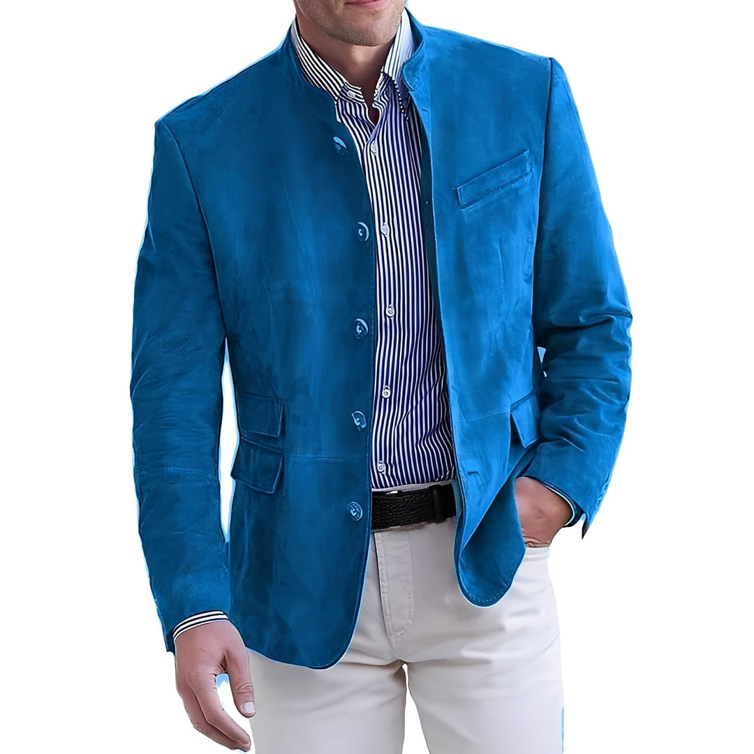 Jaqueta masculina casual versátil para outono inverno, com botões e design elegante.