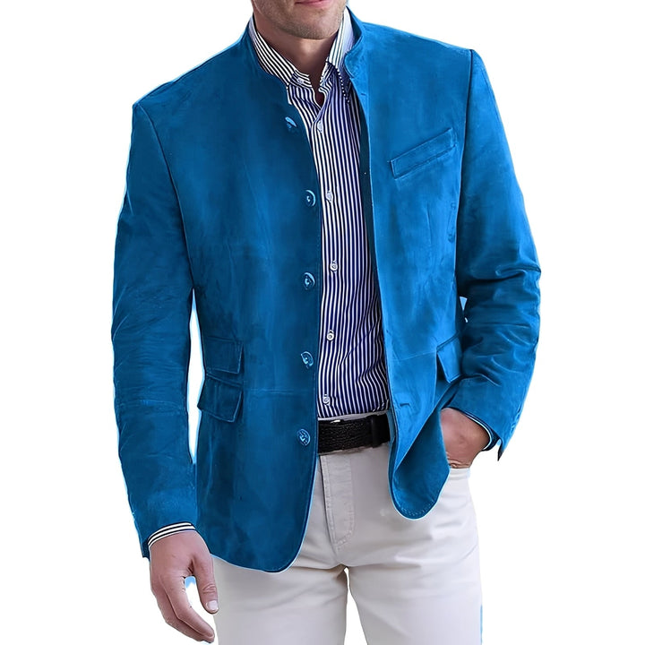Jaqueta masculina casual versátil para outono inverno, com botões e design elegante.
