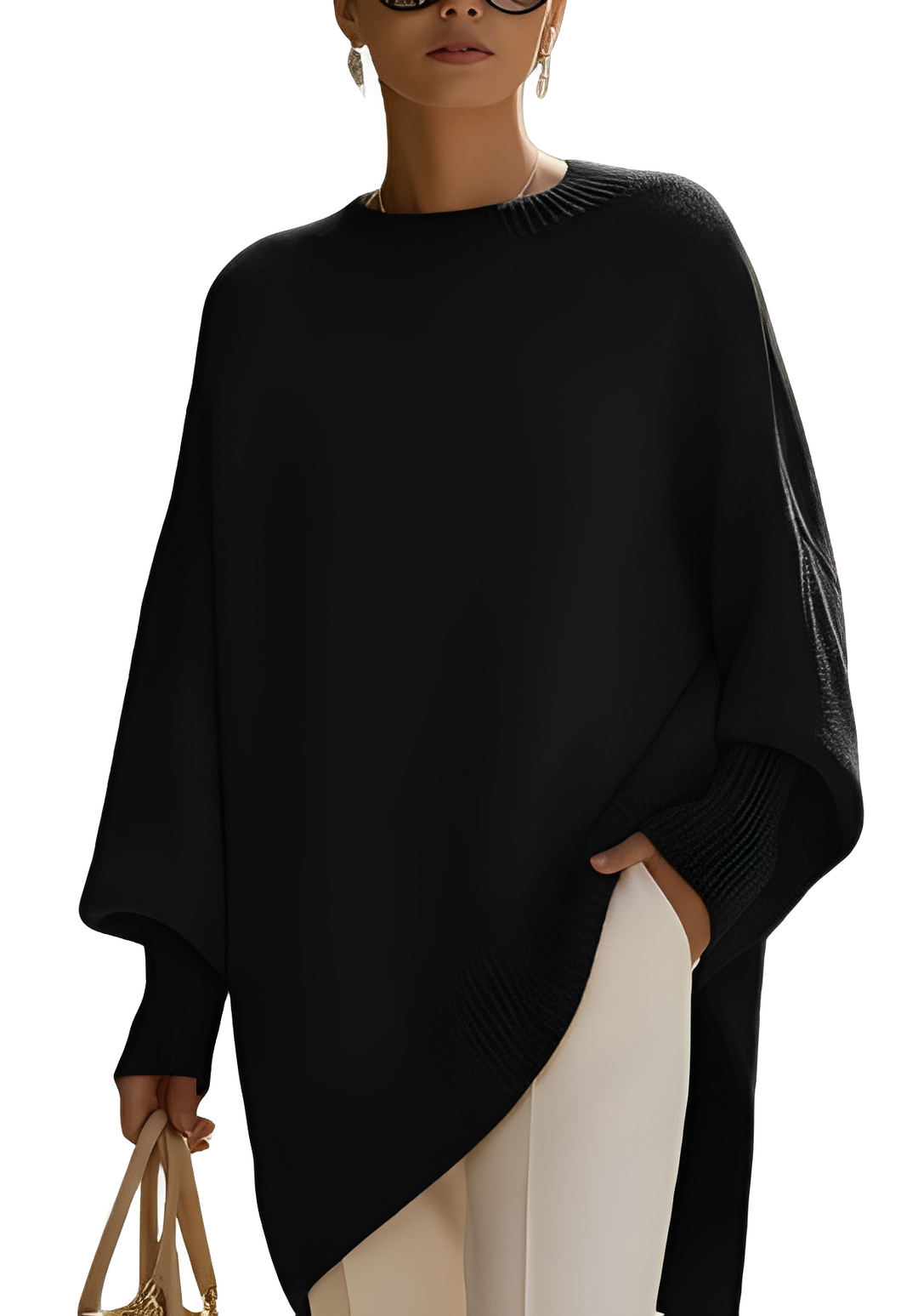 Look de inverno: suéter feminino oversize Pamella. Tricot confortável, versátil e em cores sólidas, para o dia a dia.