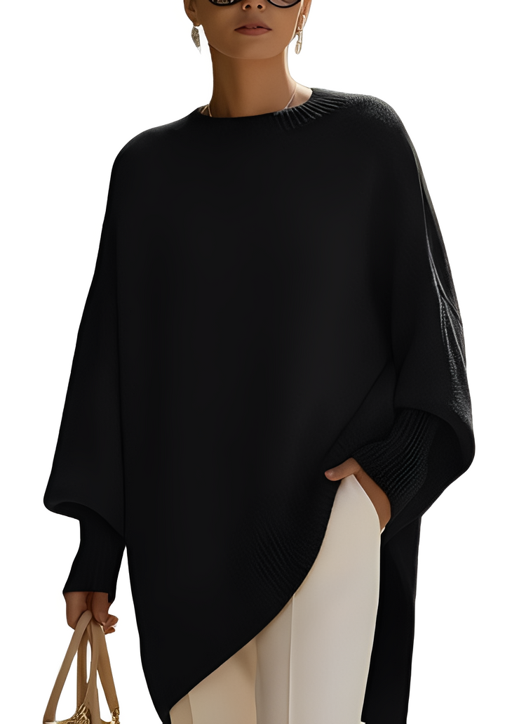 Look de inverno: suéter feminino oversize Pamella. Tricot confortável, versátil e em cores sólidas, para o dia a dia.