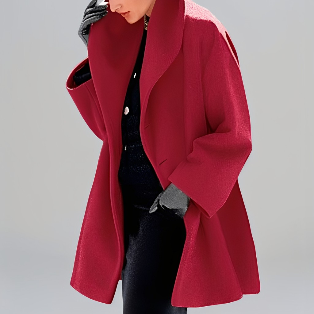 Agasalho feminino de inverno, estilo urbano. Jaqueta moderna solta que combina elegância e aconchego.