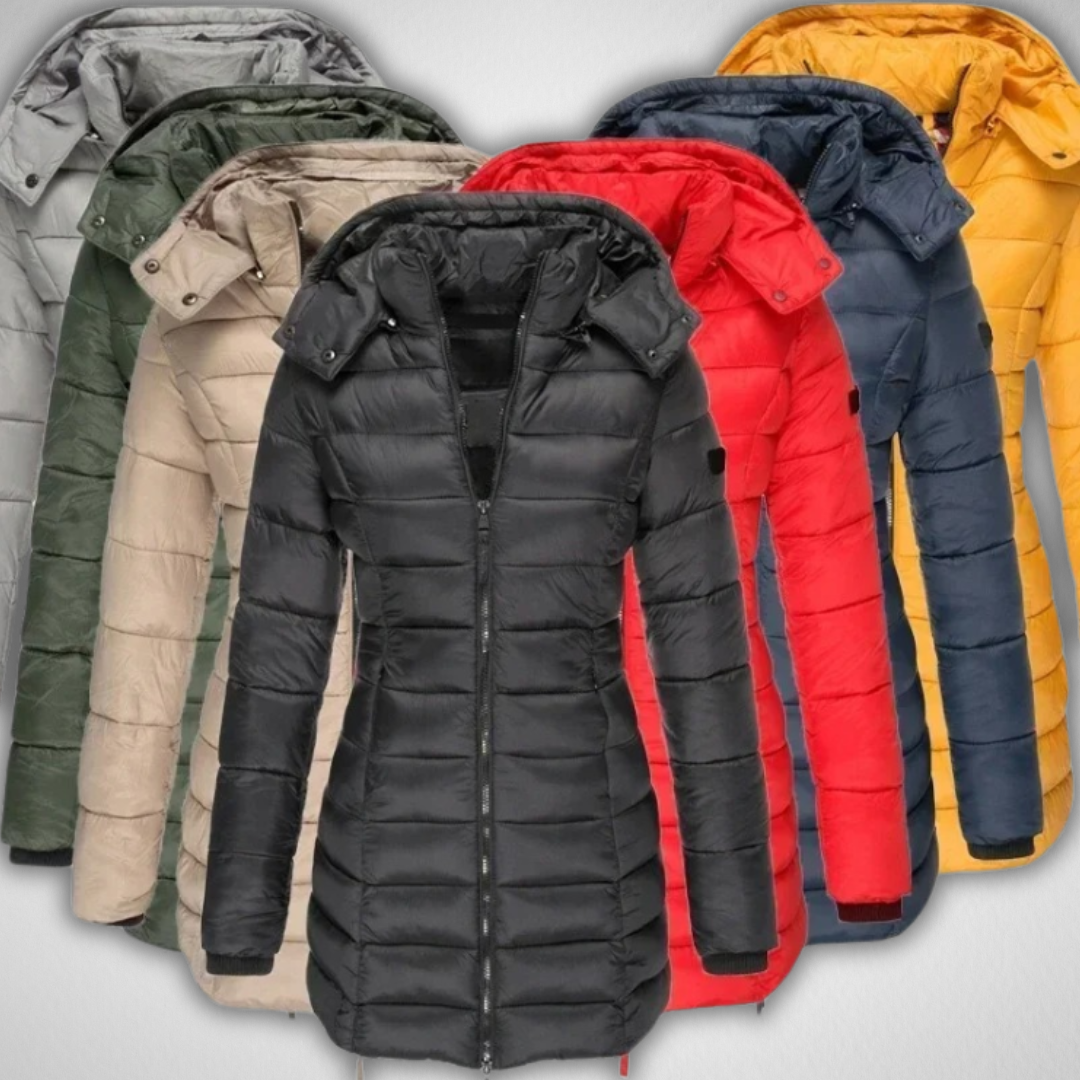 Jaqueta feminina acolchoada para inverno, estilo moderno e confortável, ideal para o frio.