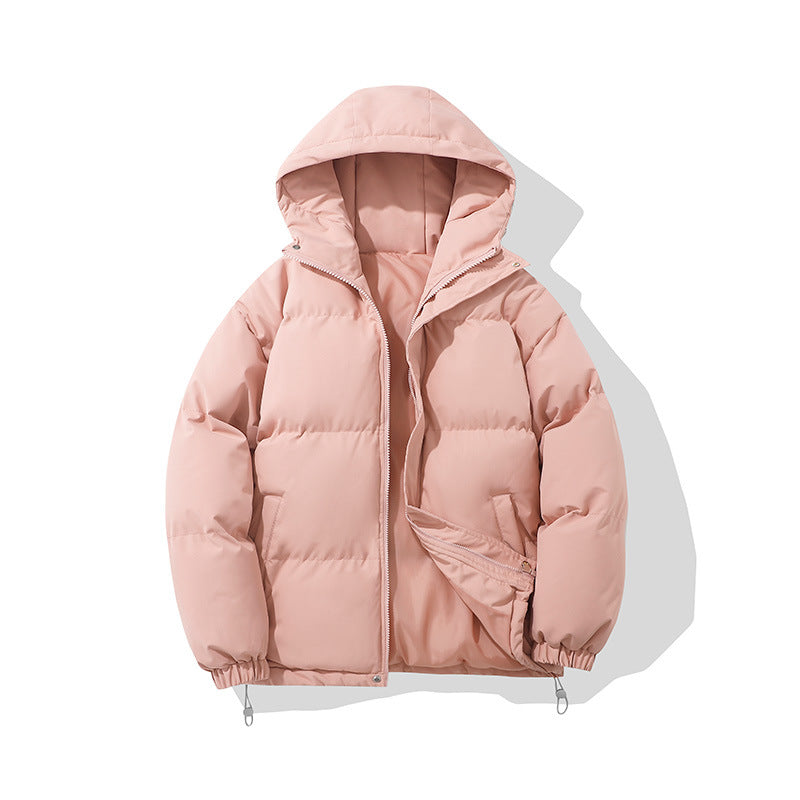 Casaco feminino de inverno com capuz para o frio, vestuário feminino quente e confortável.