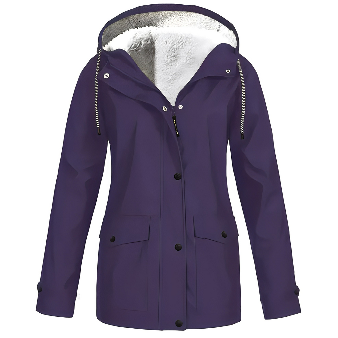 Casaco de chuva elegante feminino, confortável e quente, ideal para dias frios e chuvosos, tamanhos grandes.