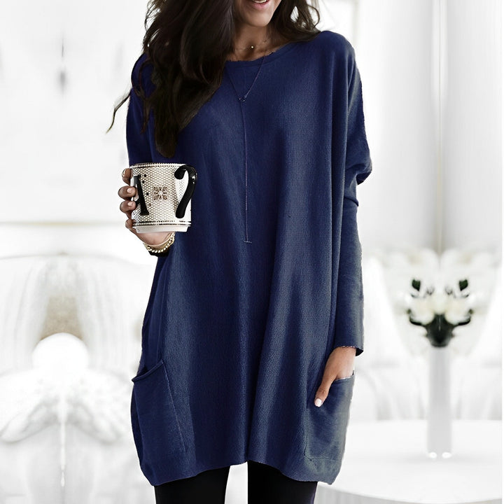 Blusa feminina de manga comprida, roupa casual chique para o outono-inverno, estilo e praticidade.