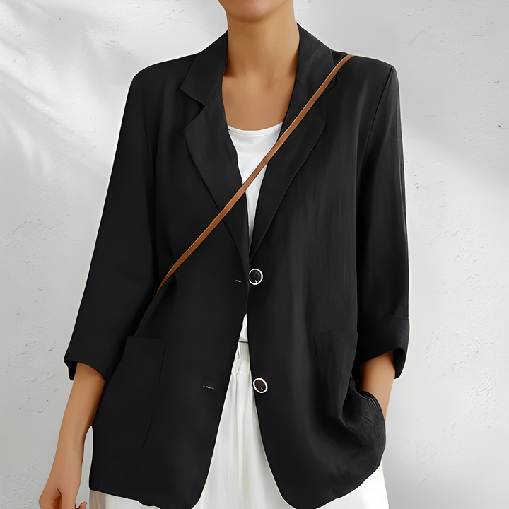 Elegante blazer feminino Divinna para o verão, roupa feminina clássica e descontraída, ideal para moda casual.