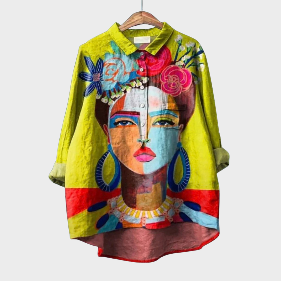 Blusa feminina amarela elegante de verão com manga longa, padrão sutil, perfeita para conforto casual chic diário.
