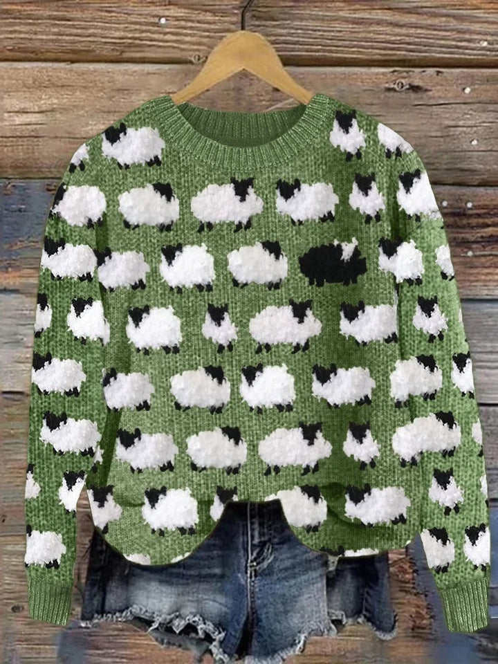 Suéter feminino elegante de tricot para o inverno. Roupa casual e confortável, ideal para presentear.