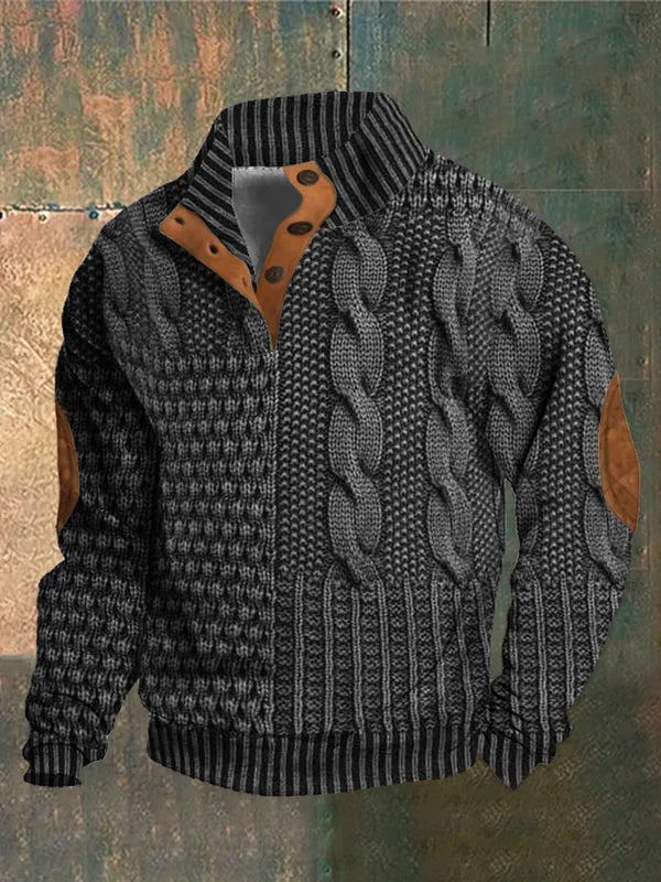 Suéter masculino premium gola redonda, toque macio, conforto aquecido para moda inverno.