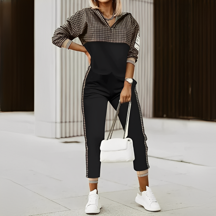 Conjunto feminino duas peças, roupa versátil e confortável, ideal para estilo casual chic.