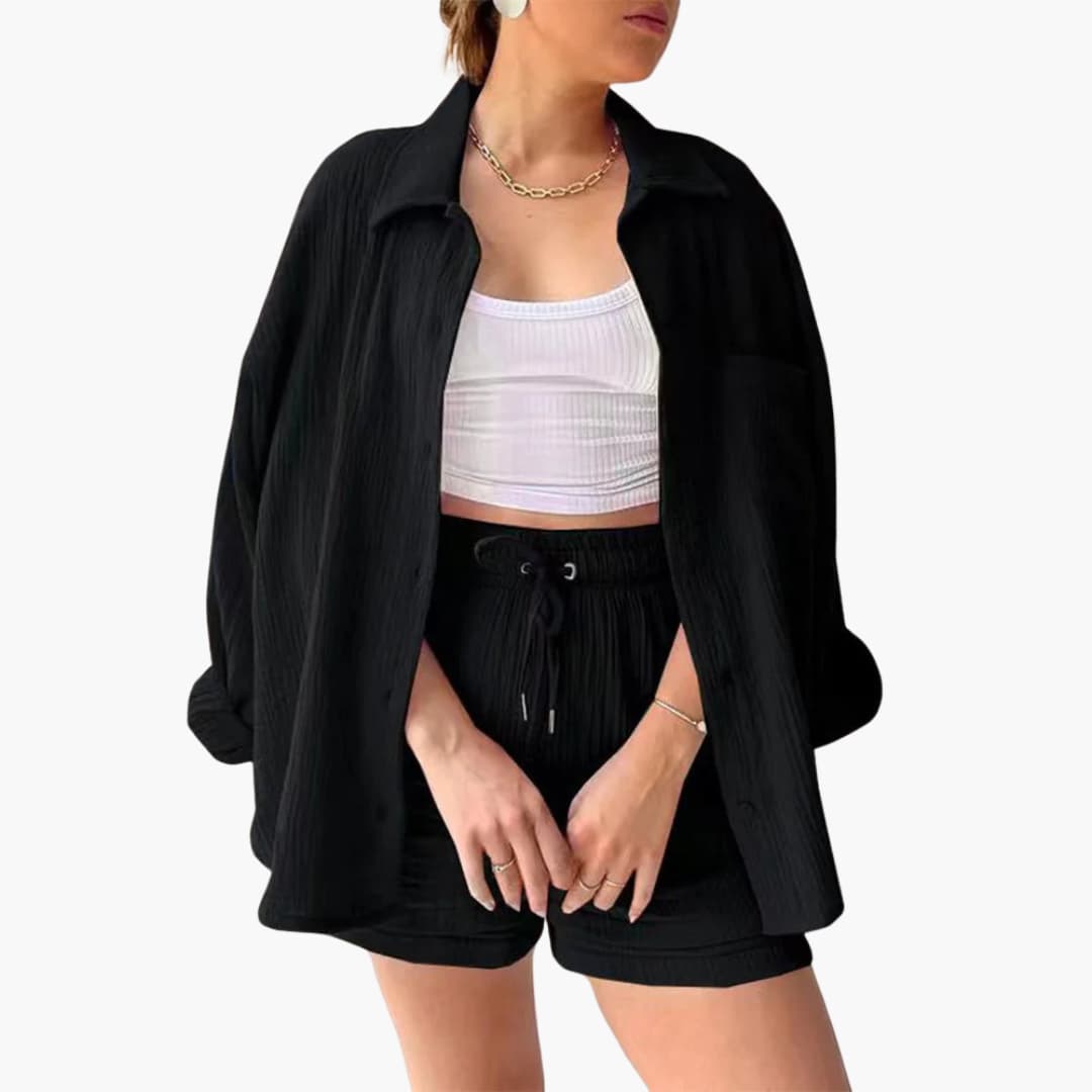 Conjunto Aurélie, o must-have feminino casual chique de duas peças para o verão.