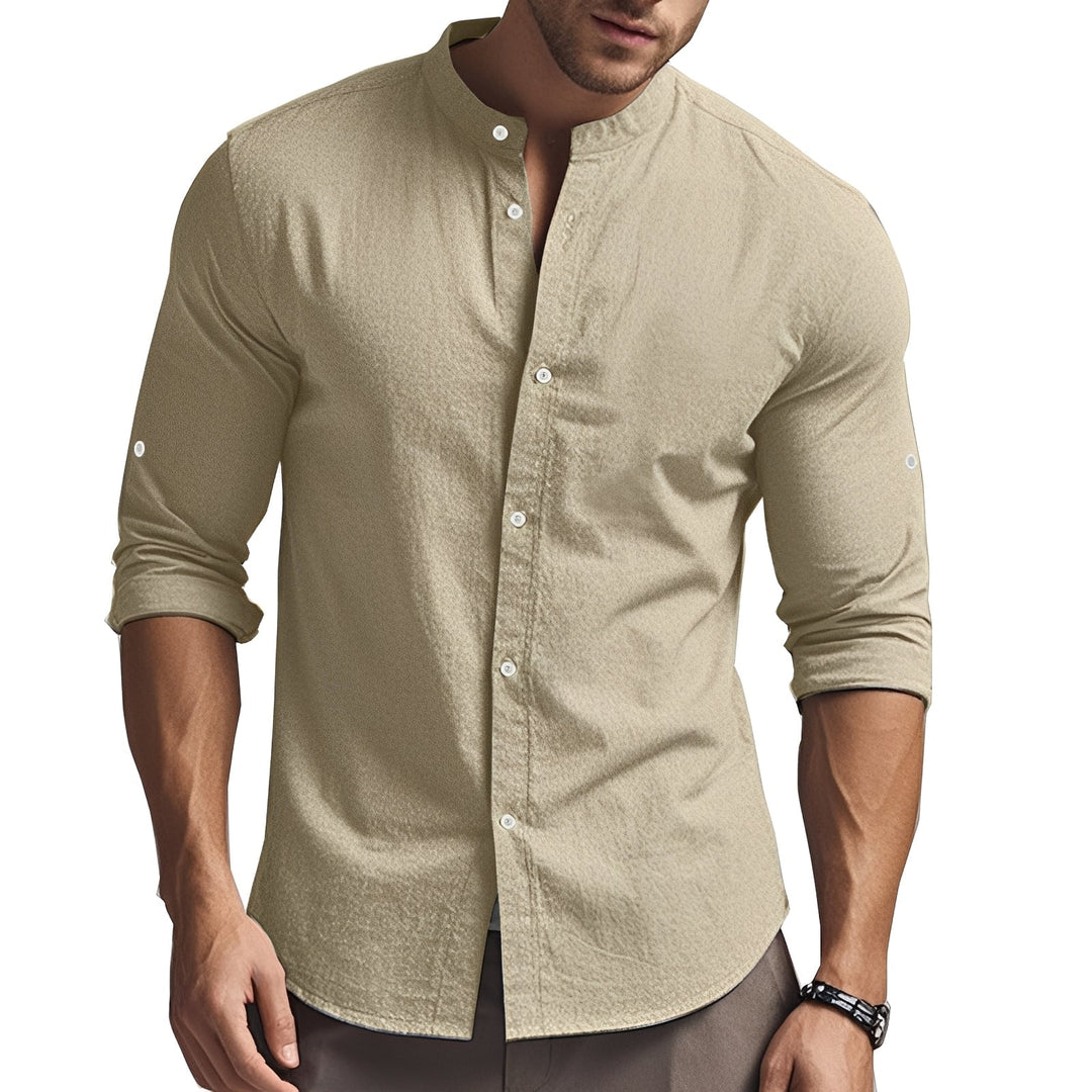 Camisa masculina slim fit manga comprida, ajustada e elegante. Perfeita para estilo casual e social.