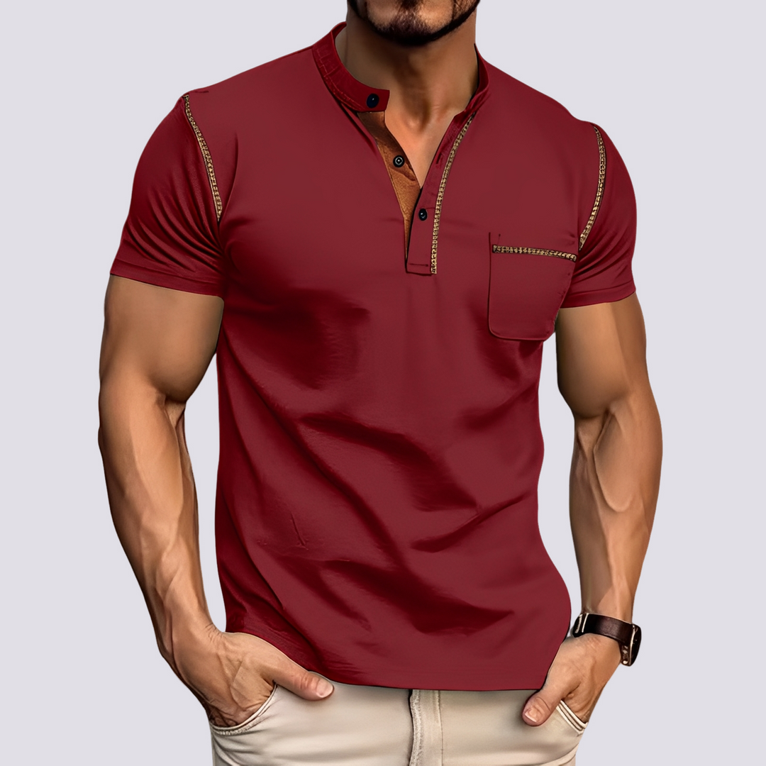 Polo masculina colorida e confortável, disponível em tamanhos grandes. Ideal para a moda verão casual.