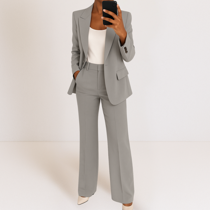 Terno feminino elegante para escritório, conjunto de duas peças que oferece estilo e conforto.