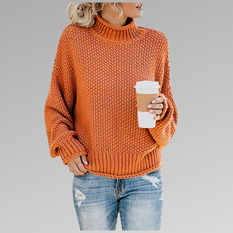 Suéter de malha feminino para outono/inverno, oferece conforto e aquecimento com toque clássico.