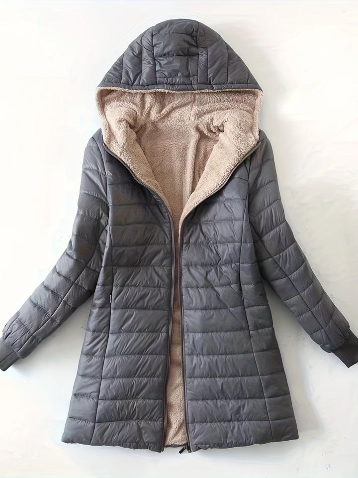 Jaqueta longa feminina versátil, ideal para look casual ou elegante na meia estação. Moda feminina.