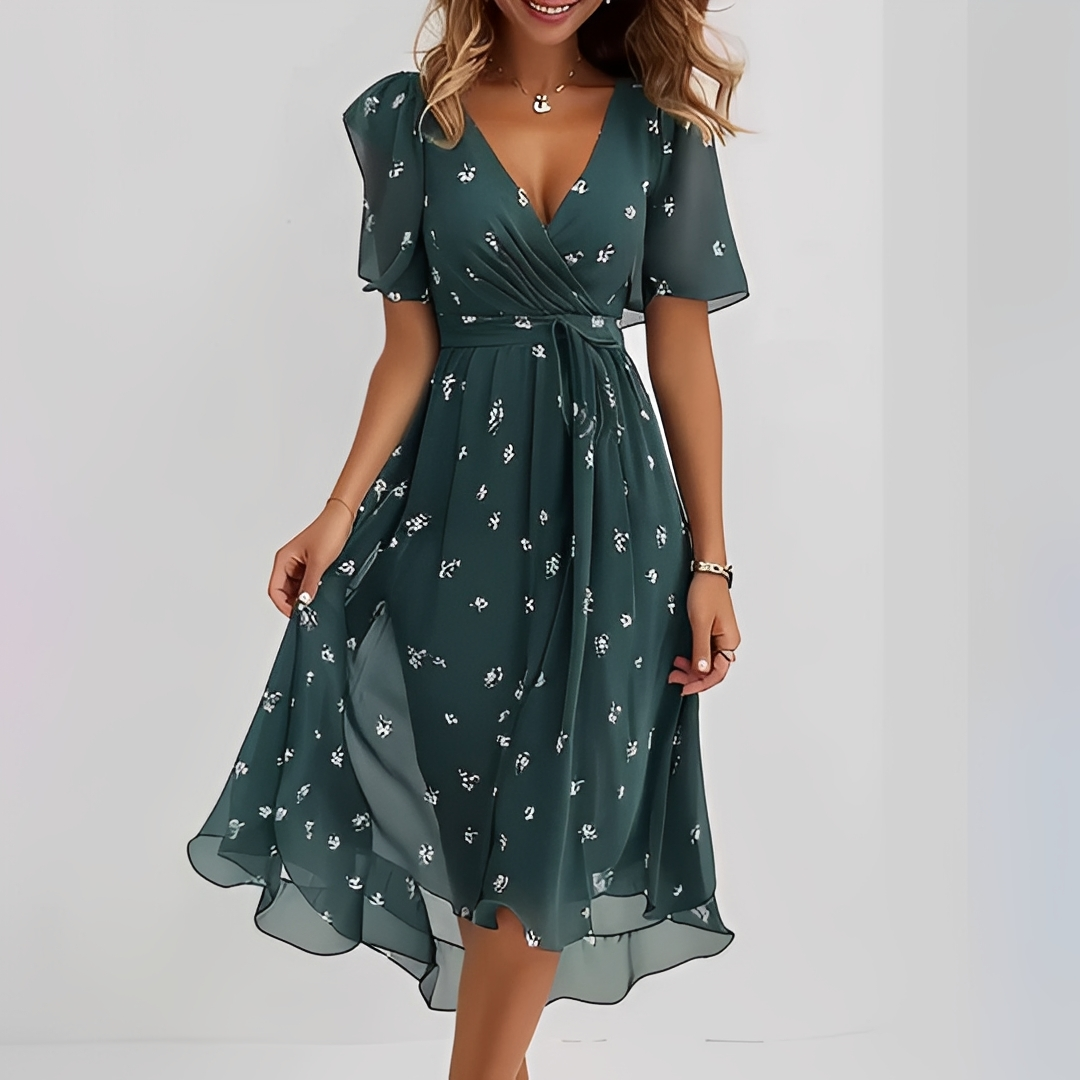 Vestido feminino leve e fluido, ideal para o verão. Estilo midi elegante com cores vibrantes para conforto casual.