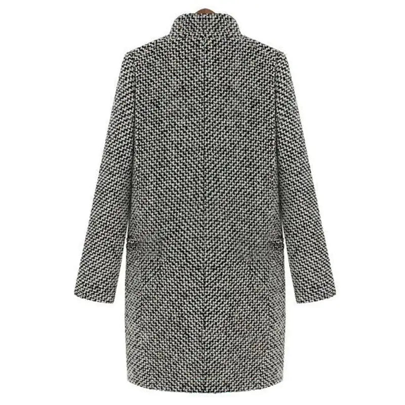 Casaco feminino longo cinza, elegante e versátil, ideal para moda outono inverno com conforto.