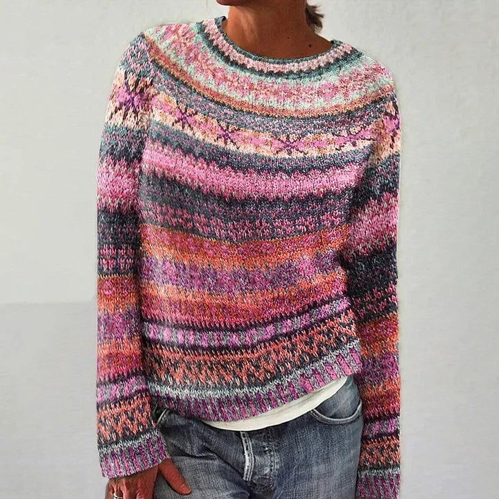 Suéter feminino de inverno com manga longa, design elegante e toque aconchegante. Conforto e estilo para moda feminina.