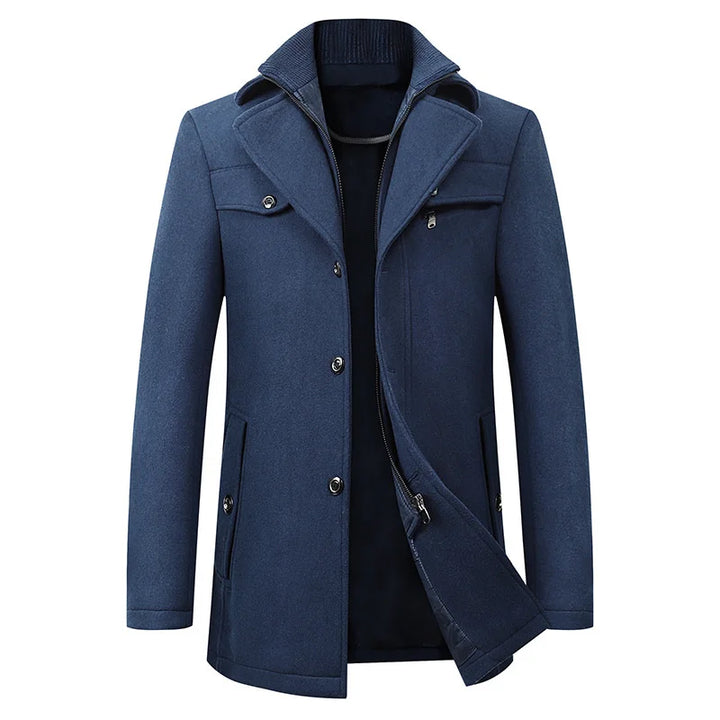 Casaco de inverno masculino com design elegante e moderno. Jaqueta impermeável, ideal para o frio no trabalho ou lazer.