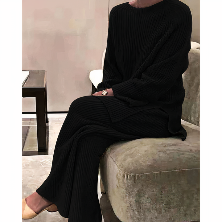 Look versátil: conjunto elegante de suéter e calça para mulher, perfeito para estilo casual e sofisticado.