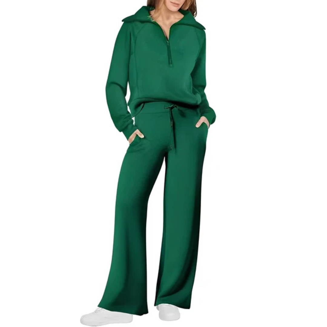 Moda mulher: conjunto de inverno com calça e suéter. Conforto garantido e elegância para o seu estilo.