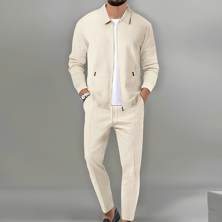 Conjunto masculino Alvin casual para outono inverno. Inclui calça e blusa, ideal para conforto e estilo diário.