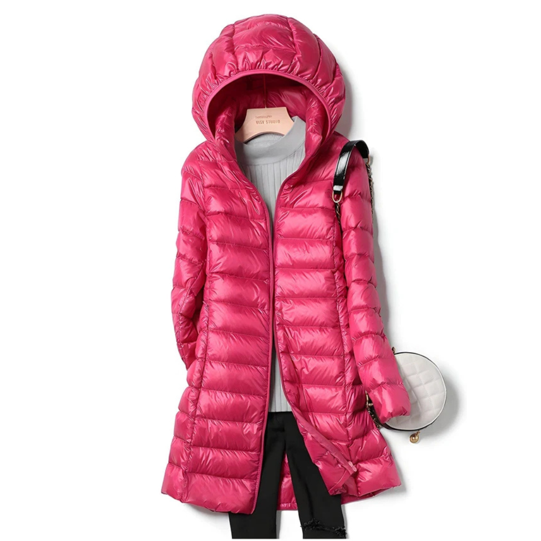 Jaqueta feminina Elina: design leve e aconchegante. Casaco de inverno perfeito para conforto e aquecimento elegante.