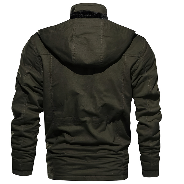 Jaqueta masculina para inverno, estilo casual/aventura. Quente e disponível em verde, preto e caqui.