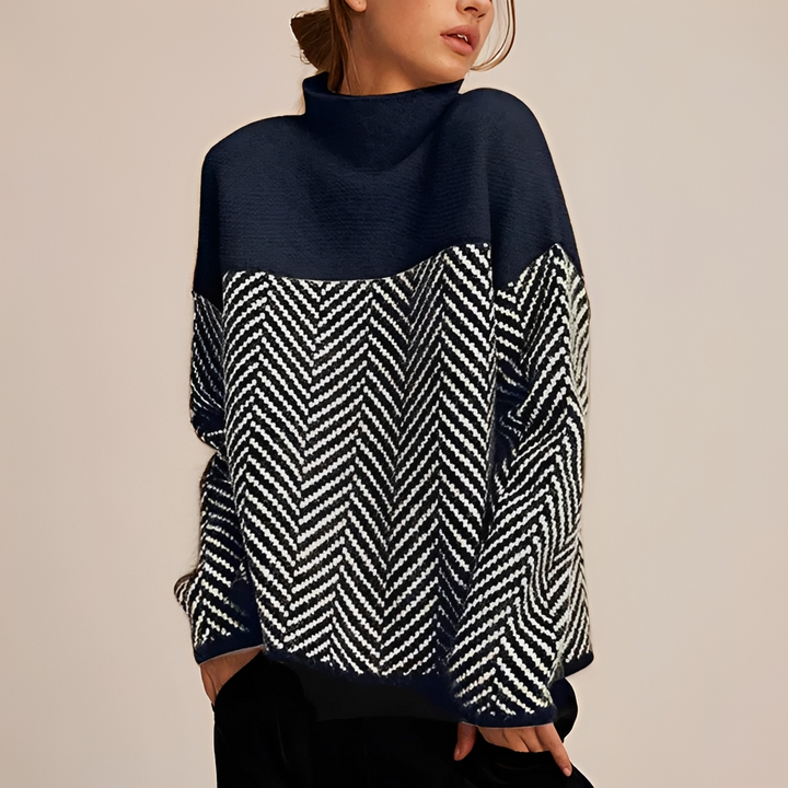 Pulôver feminino casual e elegante para o inverno. Roupa de moda que oferece calor e conforto com estilo.