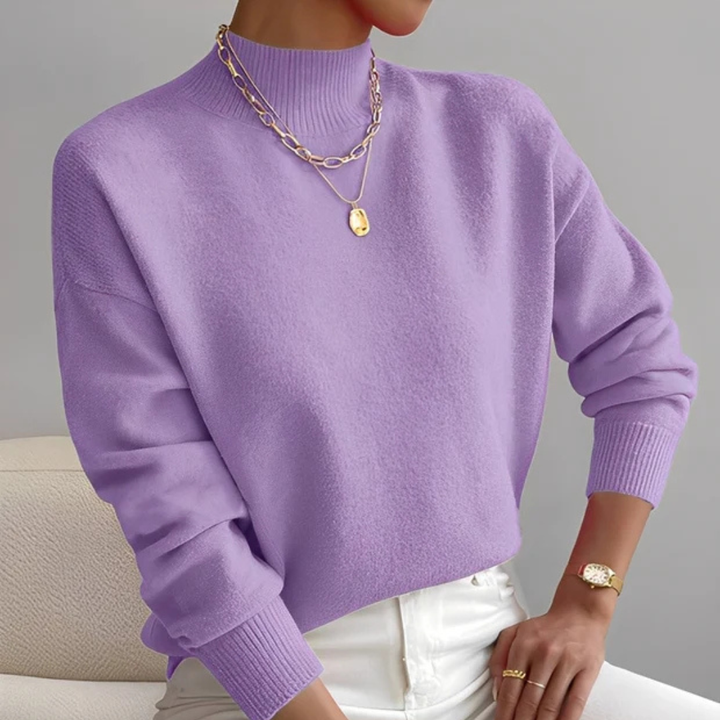 Suéter feminino gola alta quente e aconchegante. Blusa de inverno elegante, proporciona conforto e estilo.