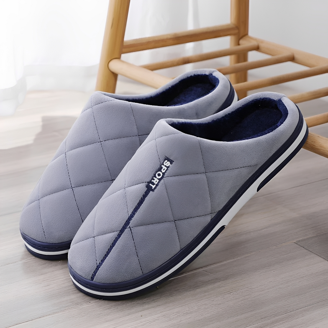 Pantufas masculinas super quentes e confortáveis para o inverno, ideais para relaxar em casa.