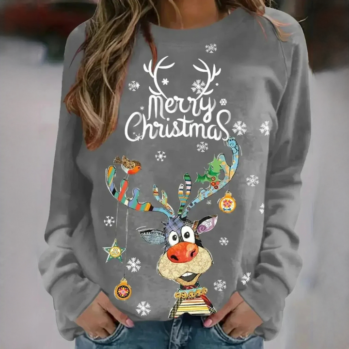 Roupa natalina para mulheres: suéter de inverno aconchegante com design festivo e alegre.