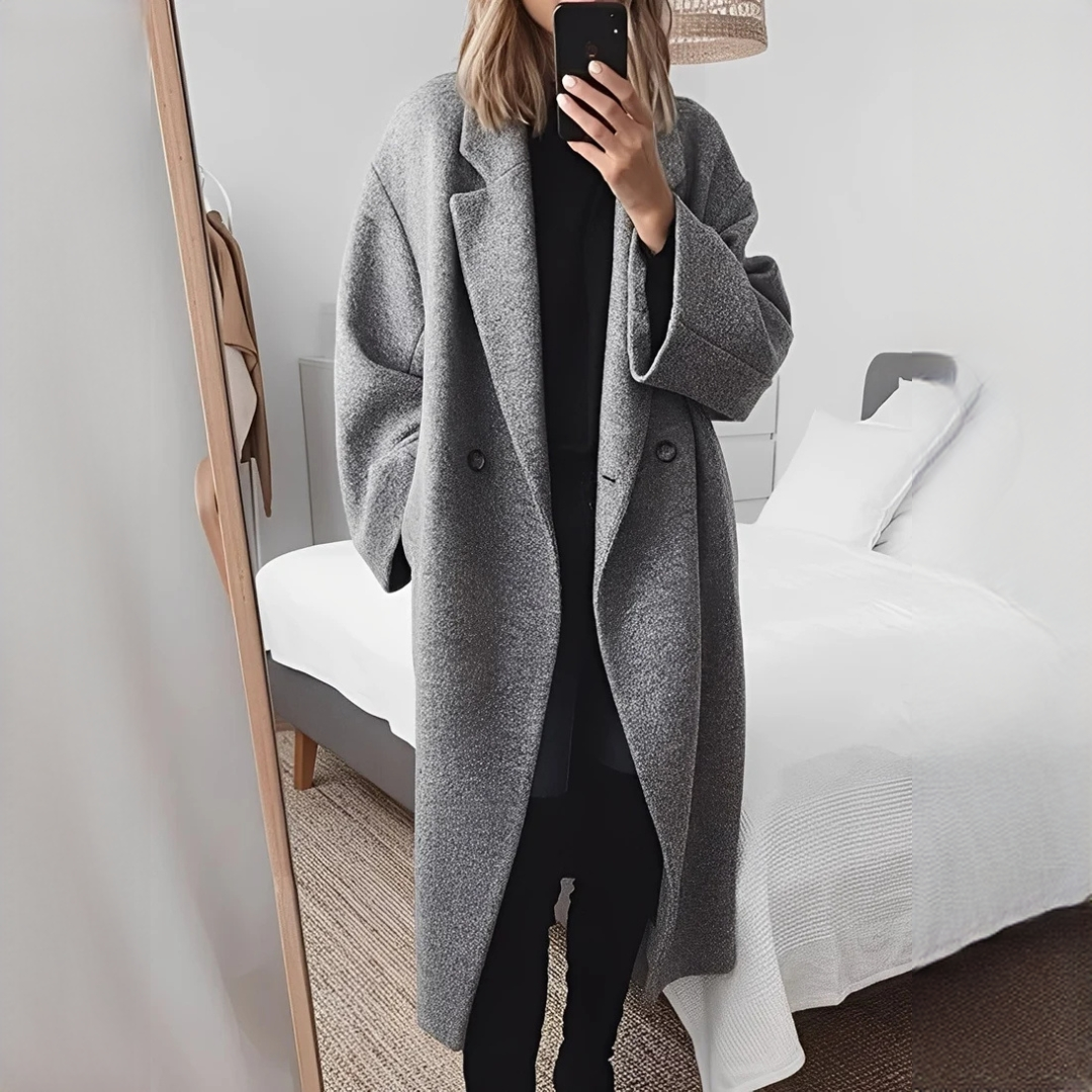 Casaco oversize feminino para inverno, estilo casual e elegante. Agasalho de botão, ideal para moda outono.