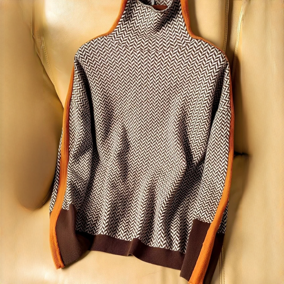 Suéter feminino de gola alta para moda inverno, agasalho elegante. Peça chique e confortável, estilo roupa feminina.