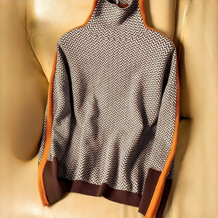 Suéter feminino de gola alta para moda inverno, agasalho elegante. Peça chique e confortável, estilo roupa feminina.
