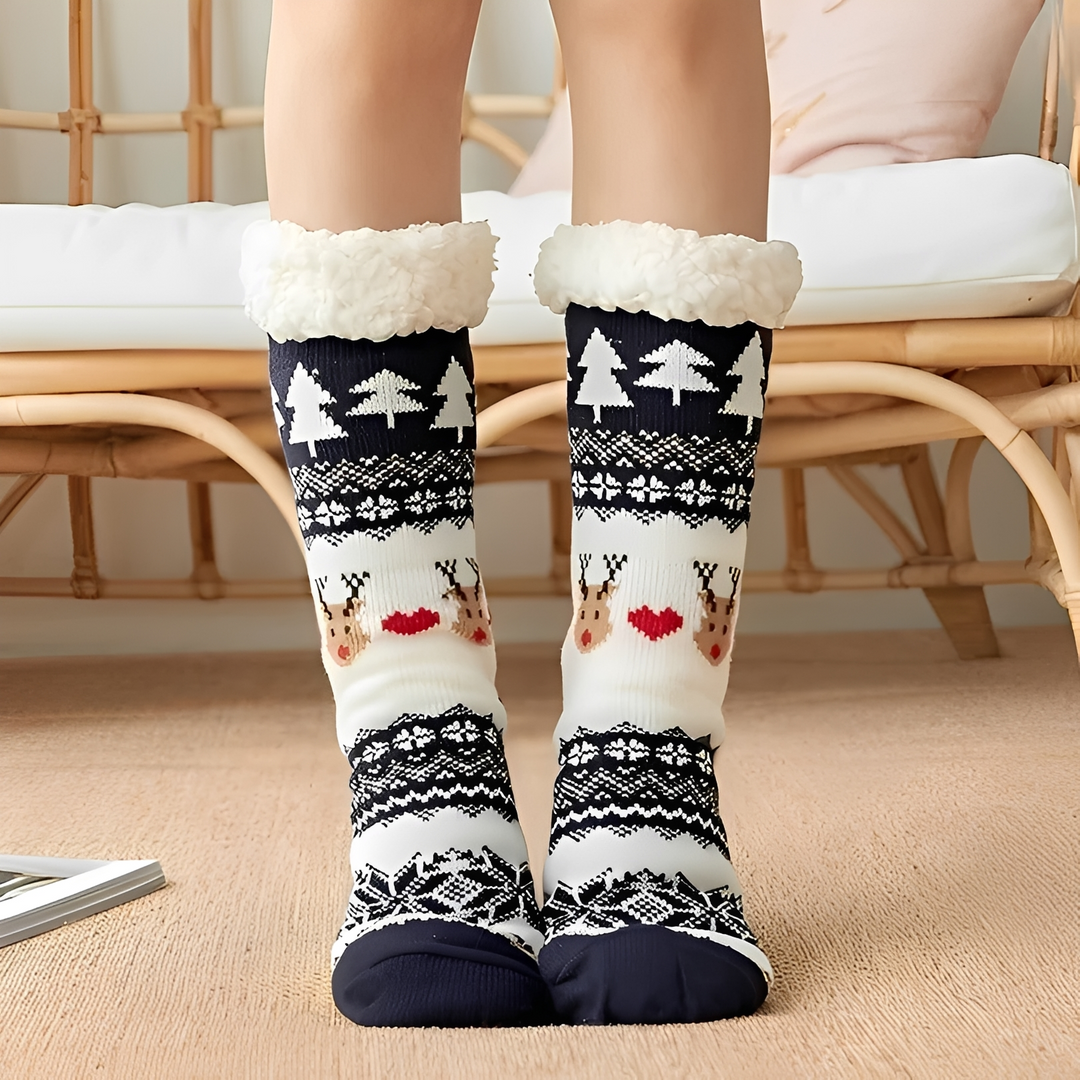 Meias femininas de inverno quentes, estilosas e confortáveis, ideais para a moda e aconchego na estação.