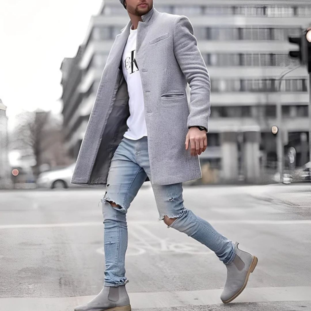 Sobretudo masculino Cordell elegante, ideal para o inverno. Agasalho casual e estiloso, oferece conforto e moda.