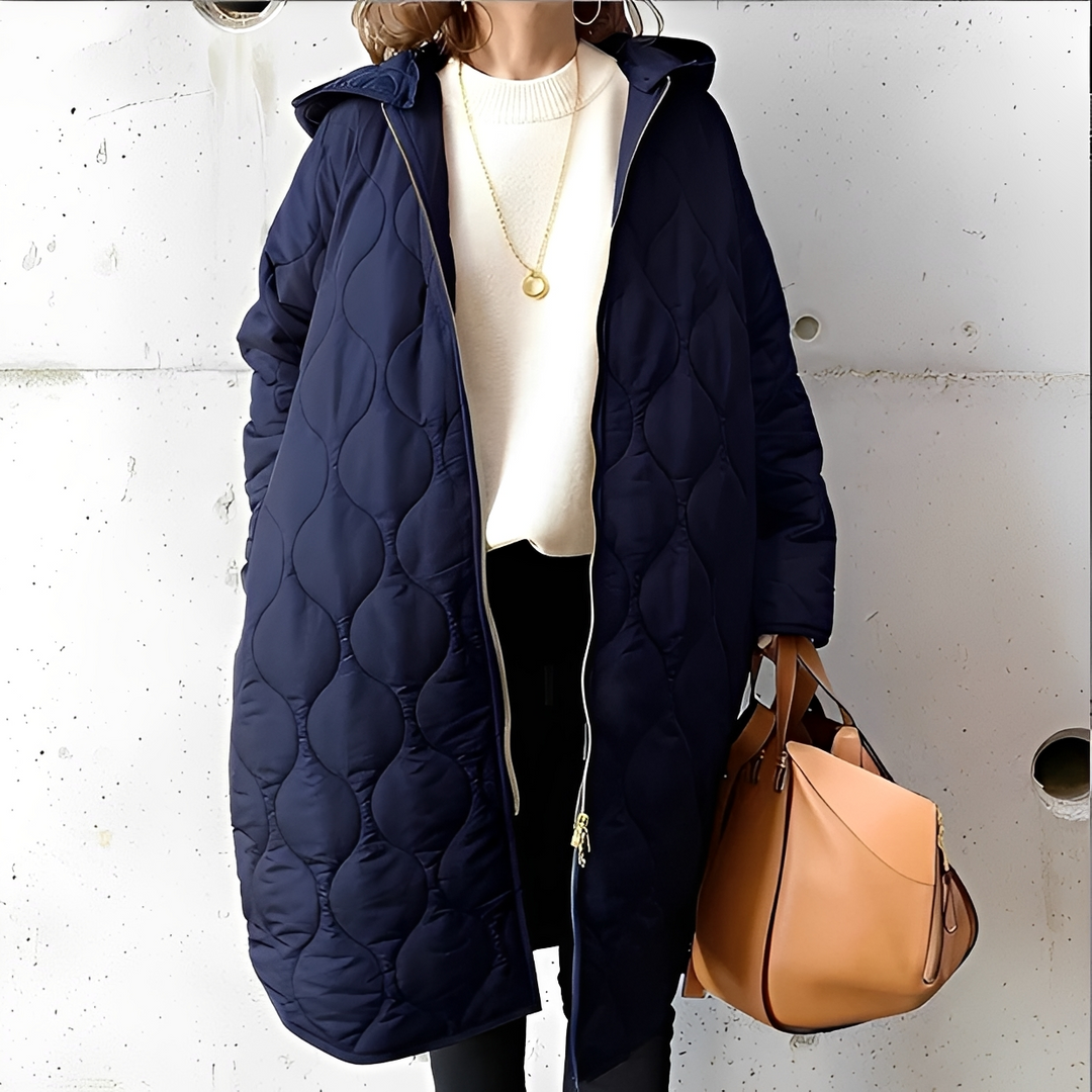 Casaco de inverno feminino com capuz para proteção do frio. Jaqueta quente e aconchegante, perfeita para outwear estiloso.