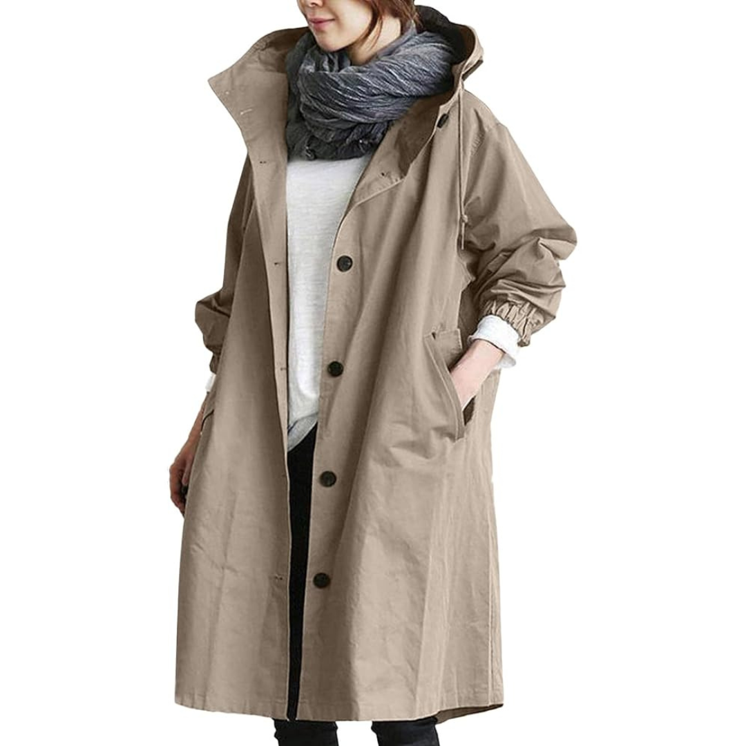 Moda feminina: casaco impermeável e corta-vento para chuva, outono e primavera. Agasalho com capuz, muito confortável.