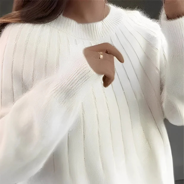 Suéter feminino confortável para o inverno. Blusa de frio em malha, ideal para dias frios com elegância.