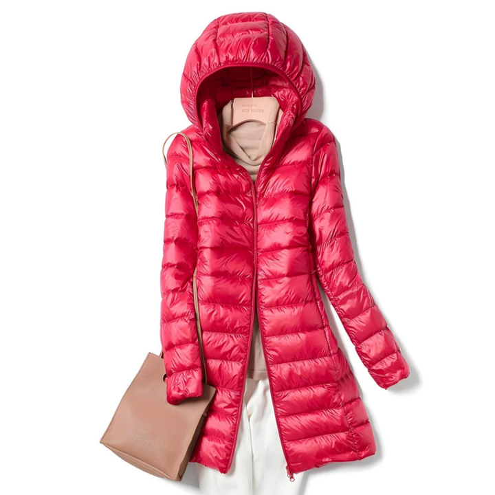 Jaqueta feminina Elina, ideal para outono-inverno. Combina estilo casual elegante com aquecimento e conforto leve.